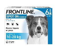 Frontline Spot On chien M – anti-puces et anti-tiques – 10–20 kg – 6 pipettes