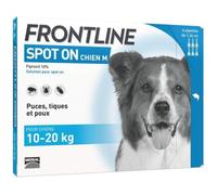 Frontline Spot On chien - Anti-puces anti-tiques pour chien M - 10-20kg - 6 pipettes