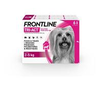 FRONTLINE Tri-Act Chien - Anti Puces, Tiques, Moustiques, Phlébotomes & Mouches - Traitement Radical En 6h - Pour Très Petit Chien De 2 à 5 kg - Fabriqué En France - 6 Pipettes Application Spot On