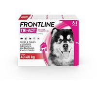FRONTLINE Tri-Act Chien - Anti Puces, Tiques, Moustiques, Phlébotomes & Mouches - Traitement Radical En 6h - Pour Très Gros Chien De 40 à 60 kg - Fabriqué En France - 6 Pipettes Application Spot On