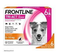 FRONTLINE TRI-ACT Chien S contre les tiques, les puces et les moustiques (petits chiens de 5 à 10 kg) - 6 pipettes pour jusqu'à 6 mois de protection - Imperméable - Parfait pour les voyages