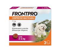 FRONTPRO 3 comprimés à croquer antiparasitaire pour chiens pesant 2 à 4 kg Protège contre les puces et les tiques, anti-puces en boîte de 3 comprimés de 11,3 mg d'Afoxolaner, 2 kg - 4 kg