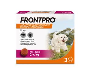 Frontpro : comprimés contre les puces et les tiques, S 11,3 mg, 2-4 kg, x 3 comprimés