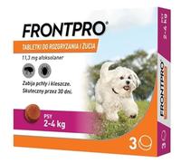Boehringer Ingelheim Comprimés antiparasitaires pour chiens FRONTPRO – Puces & tiques 2–4 kg 3x11 mg