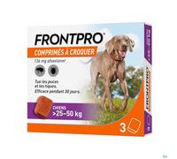 Frontpro Lot de 3 comprimés anti-puces et tiques pour chien 25-50 kg 136 mg