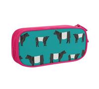 FROON Galloway Trousse pour fournitures scolaires et de bureau Motif vache Grande capacité pour étudiants Papeterie Pochette à crayons Organiseur de bureau avec fermeture éclair lisse Portable, rose,