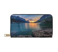 FROON Glacier National Park Long portefeuille en similicuir chic et élégant pour femmes modernes avec porte-cartes et poches de rangement, sac à main durable pour voyage quotidien, blanc, Taille