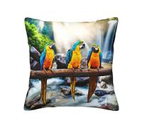 FROON Housse de coussin universelle motif perroquet mignon quatre saisons, idéale comme coussin de canapé, coussin de taille ou coussin de siège décoratif