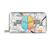 FROON Human Brain Long portefeuille en similicuir chic et élégant pour femmes modernes avec porte-cartes et poches de rangement, sac à main durable pour voyage quotidien, blanc, Taille unique