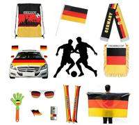 FRoon Kit de supporter de l'Allemagne - 11 pièces - Drapeau de l'Allemagne avec écharpe, face Paint, couverture de voiture pour la coupe du monde de football - Ligue des champions de football - 10
