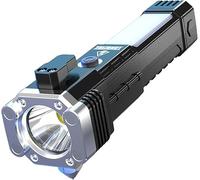 Froon Lampe torche tactique multifonction rechargeable LED avec aimant, lampe torche tactique super lumineuse avec Powerbank d'urgence pour voiture avec marteau de sécurité et coupe-ceinture de