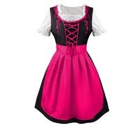 FROON Plus Size German Oktoberfest Dress Women's Embroidered Beer Girl Costume Square Neck Festival Outfit(Rose Red,XX-Large)