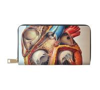 FROON Portefeuille long en similicuir avec motif de cœur humain - Élégant - Pour femme moderne - Grande capacité - Porte-cartes et poches de rangement - Sac à main durable pour voyage quotidien,