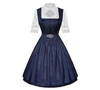 FROON Robe de soubrette Oktoberfest 3 pièces, robe mi-longue à manches courtes avec tablier en dentelle, fermeture éclair sur la poitrine, vert foncé/bleu marine/bordeaux(Navy Blue,Small)