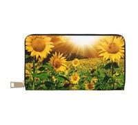 FROON Sunflowers Under Clouds Long portefeuille en similicuir chic et élégant pour femme moderne, grande capacité, porte-cartes et poches de rangement, sac à main durable pour voyage quotidien, blanc,