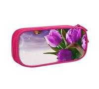 FROON Trousse pour fournitures scolaires et de bureau - Grande capacité - Tulipe violette - Grande capacité - Pour étudiants - Trousse à crayons - Organiseur de bureau avec fermeture éclair lisse,