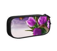 FROON Trousse pour fournitures scolaires et de bureau - Grande capacité - Tulipe violette - Grande capacité - Pour étudiants - Trousse à crayons - Organiseur de bureau avec fermeture éclair lisse,