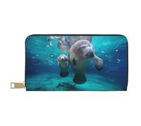 FROON West Indian Manatees Long portefeuille en similicuir chic et élégant pour femme moderne avec porte-cartes et poches de rangement, sac à main durable pour voyage quotidien, blanc, Taille unique