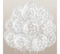 Froova Ballons en latex transparent en forme de flocon de neige de 30,5 cm - Ballons de fête en forme de flocon de neige pour Noël, Noël, fête prénatale, princesse, vacances, décorations de fête