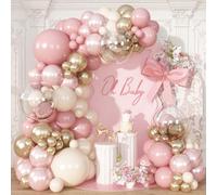 Froova Kit d'arche de ballons rose poudré - Double rembourrage - Ballons transparents - Pour fête prénatale, fête prénuptiale, mariage, anniversaire