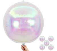 Froova Lot de 5 ballons ronds irisés en aluminium transparent holographique 4D pour filles - 81,3 cm - Décoration de fête prénatale - Motif sirène sous la mer - Pour anniversaire, mariage, fête
