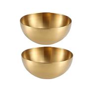 FROOWAN Lot de 2 grands bols de service en acier inoxydable de 3 L pour fruits, ramen, salade, pâtes, soupe, passent au lave-vaisselle et au micro-ondes, doré (doré)