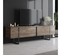 Fropa meuble tv avec placards aspect bois de noyer et détails noirs 180cm