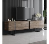 Concept Usine – Meuble TV FROPA – Aspect bois de noyer, métal noir, 2 placards abattants – 180 cm