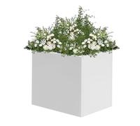 FROPIJ Grand pot de fleurs d'extérieur carré en acier résistant aux intempéries avec gants pour jardin, terrasse, balcon et pièces à vivre, 50 x 50 x 50 cm, blanc