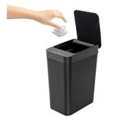 FROPIJ Poubelle de cuisine à capteur - Avec couvercle - Automatique - 9 l - Silencieuse - Pour cuisine, salle de bain, bureau, chambre à coucher, salon - Noir