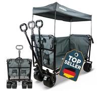 FROSAL Tom Chariot pliable avec toit - Chariot à main pliable pour enfants, chien et transport - Charge maximale de 80 kg - Roues anti-crevaison et barre de traction réglable en hauteur - Chariot de