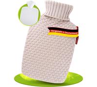 Frosch Classic Hot Water Bottle 1.8l With Organic Knit Cover Sand
