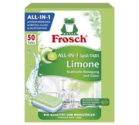 Frosch Limonen Lot de 50 tablettes de lave-vaisselle respectueuses de l'environnement avec film soluble dans l'eau pour le nettoyage quotidien des couverts et de la vaisselle