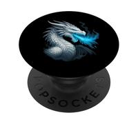 Frost Dragon Ice Flame Bête Fantastique Mythique Cold Fire PopSockets PopGrip Adhésif