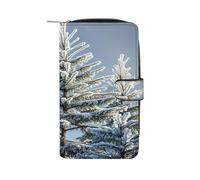 Frost in Winter Portefeuille long en cuir pour chéquier classique à deux volets avec fenêtre pour carte d'identité