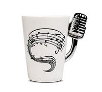 Froster Microphone Tasse 3D, Mug Musique 220 ml, Cadeau Musicien, Chanteur | Mug avec Anse en Forme de Microphone Vintage, dans une boîte cadeau noire, Ceramique