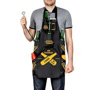 Froster Tablier de cuisine pour homme, Textes en Italien, avec 7 poches, pour le barbecue ou la cuisine, Décapsuleur Inclus