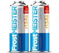 FrostMEISTER Kit de recharge 3 en 1 pour climatiseur de voiture, 2 x 400 ml, système de réfrigérant/huile/scellant rapide et facile (R134a 1995-2016)