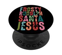 Frosty Rudolph Santa Jesus Believe PopSockets PopGrip Adhésif