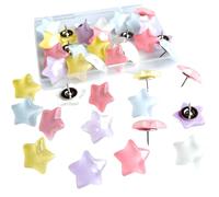 FrostyFlair 25 Pièces Punaises Multicolores en Forme d'Étoile pour Décoration avec Boîte de Rangement, Épingles pour Tableau d'Affichage