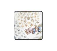 FrostyFlair Autocollants pour ongles, 2 feuilles Boho étoile lune soleil serpent Stickers pour ongles, 5D finition Nail Art, autocollants pour ongles autoadhésifs pour décoration DIY