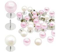 FrostyFlair Boutons Perles Broche, 40 pièces boutons 10mm sans couture & broches pour vêtements, boutons perles réutilisables comme épingles élégantes pour femmes