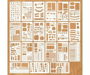 FrostyFlair Bullet Schablonen Set, Pochoirs Bullet Journal & Accessoires de Journal, Stencils 10.2 x 17.8 cm pour Scrapbook, Cahier, Dessins DIY & Cartes de Vœux