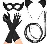 FrostyFlair Catwoman Costume Femme, Costume Cat Woman & Masque Catwoman Noir, Costume de Chat Femme avec Oreilles et Gants pour Fêtes d'Halloween