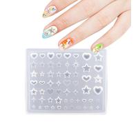 FrostyFlair Nagelschablonen, Y2k Cœurs Étoiles Starburst Design Nail Charm, Outil artistique en silicone, Accessoires pour ongles, Pochoir French Manucure, Nailart