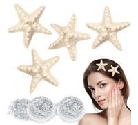 FrostyFlair Seestern épingles à cheveux pour femmes, 4 pièces crème sirène barrettes avec 2 pièces de gel pailleté pour visage et corps, paillettes pour cosplay sirène