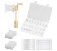 FrostyFlair Stickerei Zahnseide Organizer, boîte de rangement pour fils de broderie et fils de point de croix, 24 compartiments avec 100 bobines en plastique et enrouleur de bobines pour travaux de