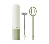 Frother Wand - battery operated cordless mixer, handheld foam maker, Two Beating Heads - Modern Forest Green Aesthetic, 12cm x 3.5cm, Stainless Steel Spring, High Qualiity ABS Durrable - for Cocoa &