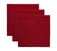 Frottana Pearl Lot de 3 essuie-Mains 100% Coton, Rouge Rubis, 30 x 30 cm