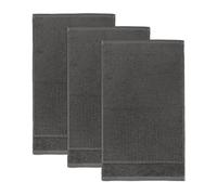 Frottana Pearl Lot de 3 Serviettes d'invité 100% Coton, Gris Graphite, 30 x 50 cm